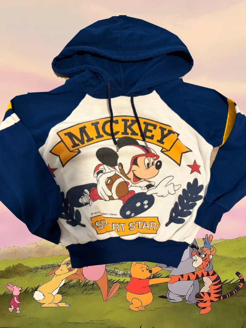 Vintage Disney Navy Blue Pullover with Red and Yellow Mickey Tag